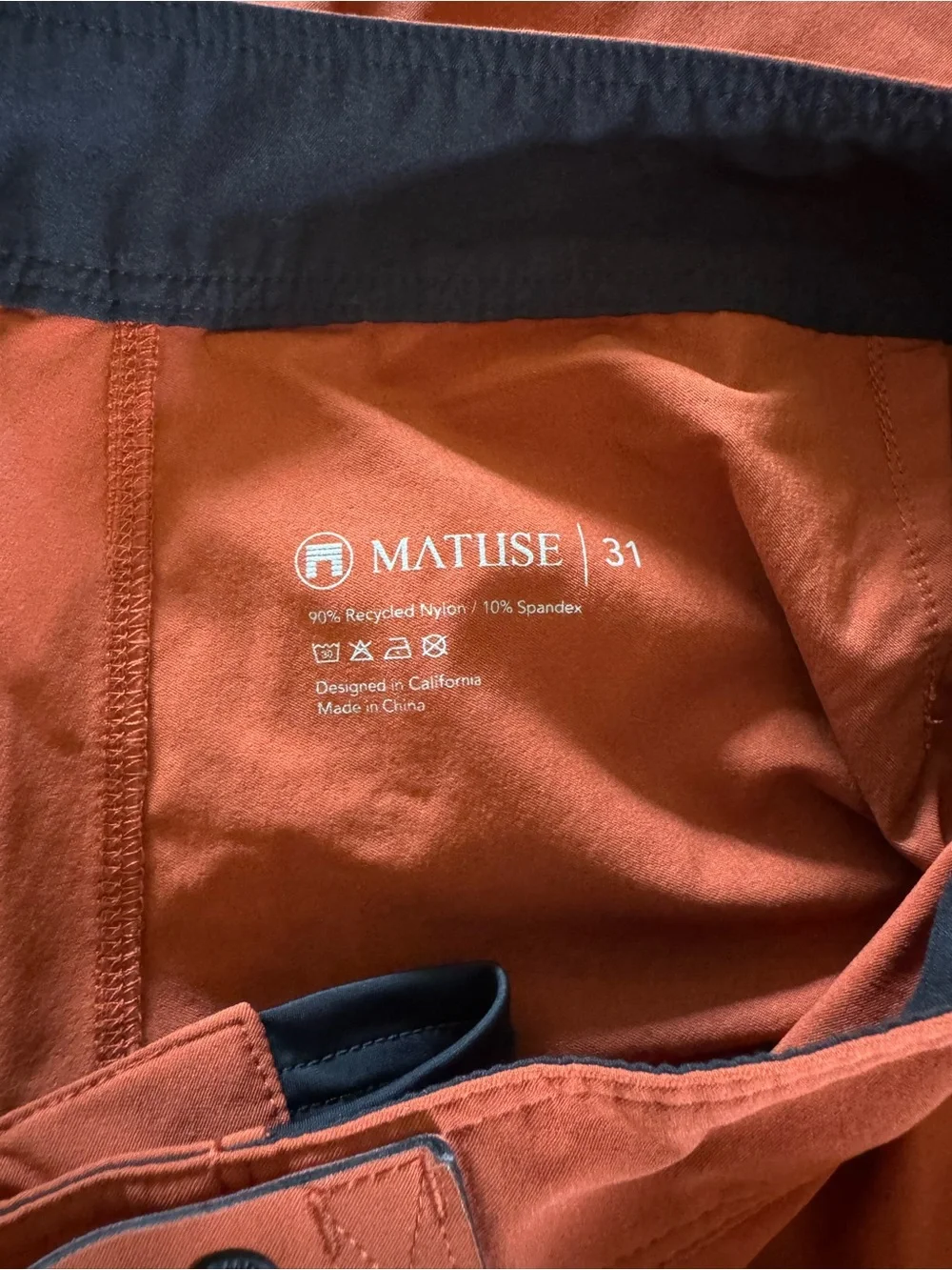MENS MATUSE NEPTUNE PRO BRICK RED RECYCLED BOARDSHORTS SIZE 31